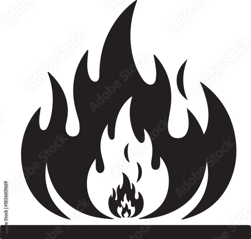 Stylized flame illustration with vibrant colors and dynamic shapes