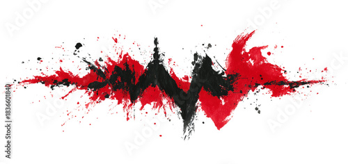 Vector red and black grunge zig zag brushstroke background design. hand draw black zig zag model brush stroke background texture.
