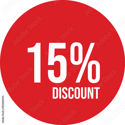 % discount icon vector red circle with white text