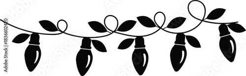 Christmas lights garland black silhouette element
