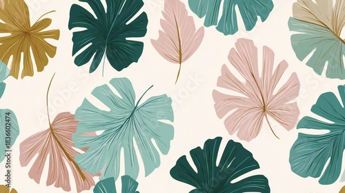 Botanical Leaves Pattern - Tropical Foliage Design
