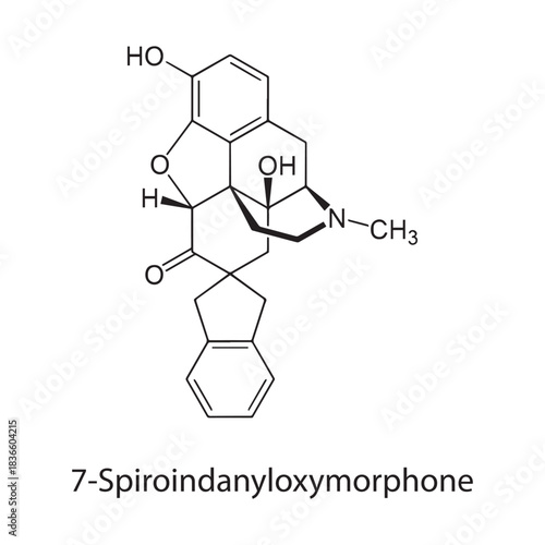 7-Spiroindanyloxymorphone Molecular Structure Vector