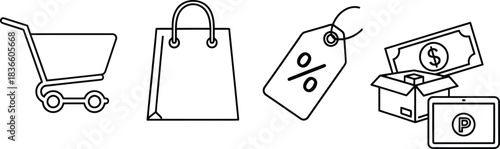 Shopping and Commerce Icons shopping cart trolley