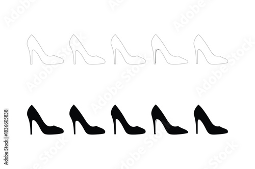 Contrast of black and white high heel shoes