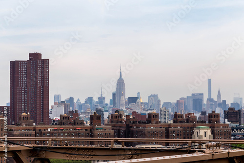 A view of Midtown Manhattan New York City from the Brooklyn Bridge Cityscape