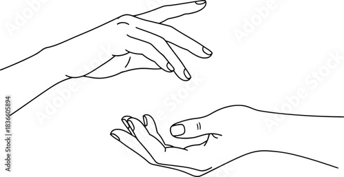 Two Hands Reaching Out Line Art open gesture