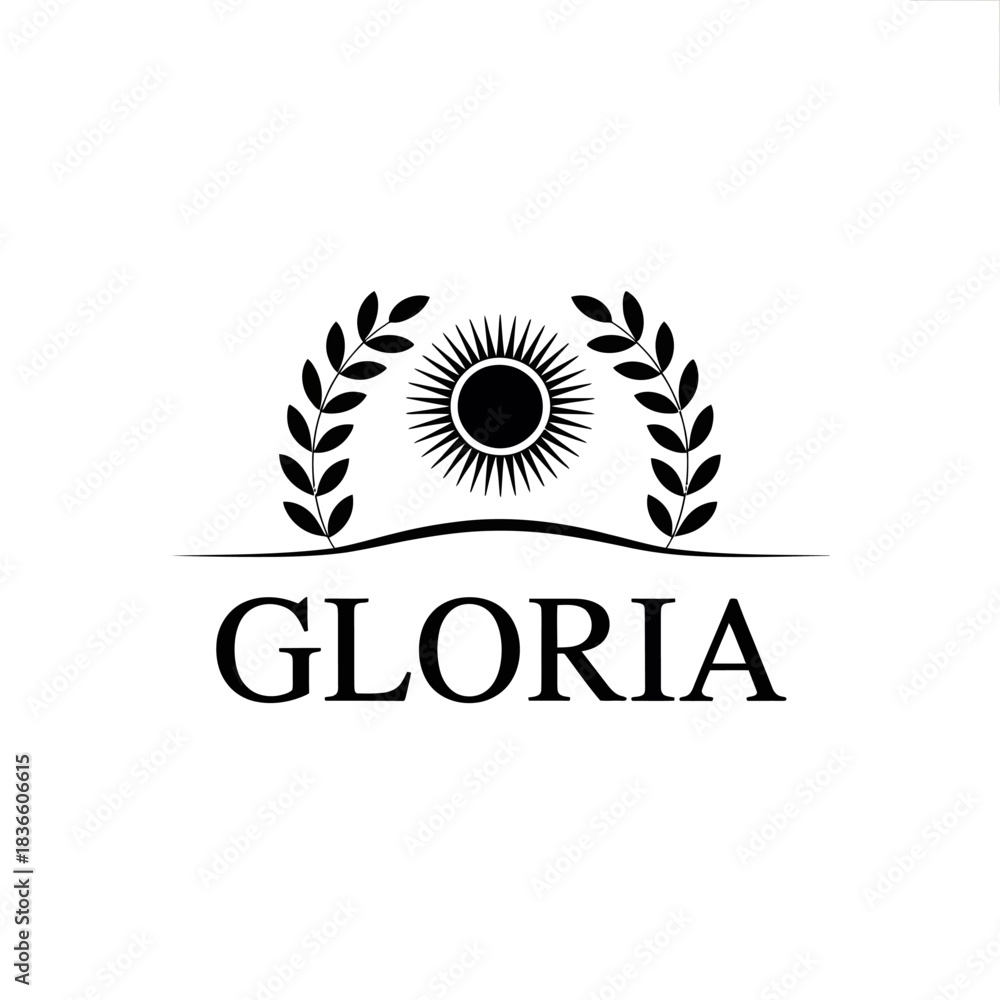 Fototapeta premium Elegant Logo with Sunburst, Laurel Wreath, and Classic Brand Emblem, Artistic Design