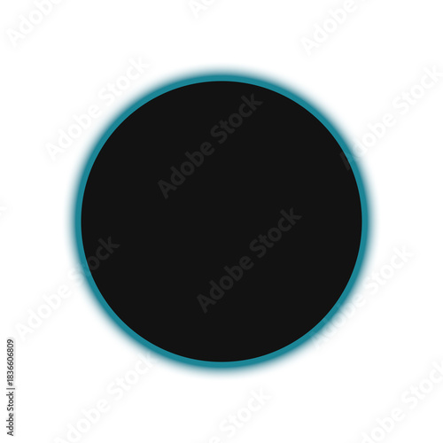 Diffuse Black Circle with Blue Glow on Transparent Background.

