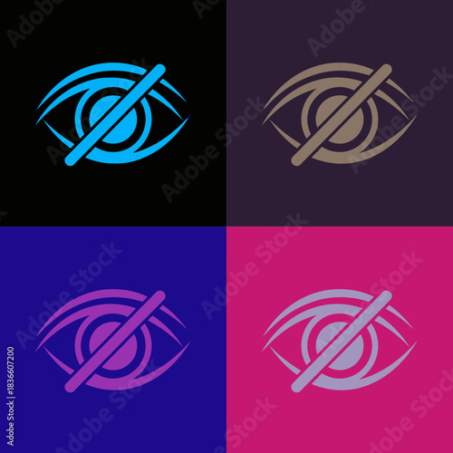 Invisible eye icon with slash, representing hidden, unsee, privacy, and confidential access