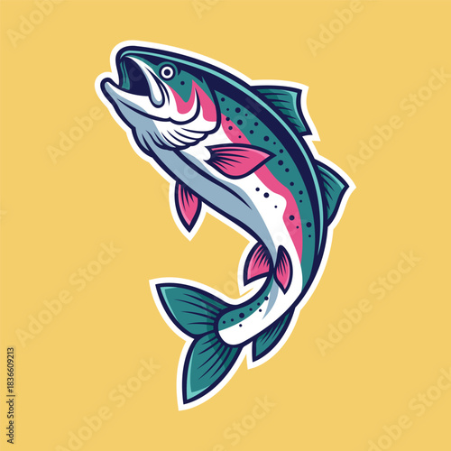 trout fish mascot logo vector design template modern style