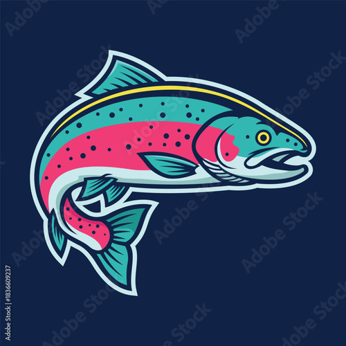 trout fish mascot logo vector design template modern style
