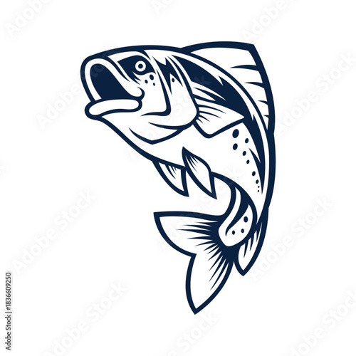 trout fish mascot logo vector design template modern style