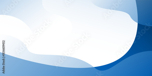 Blue wave shape modern background with white space for text and message. template design	