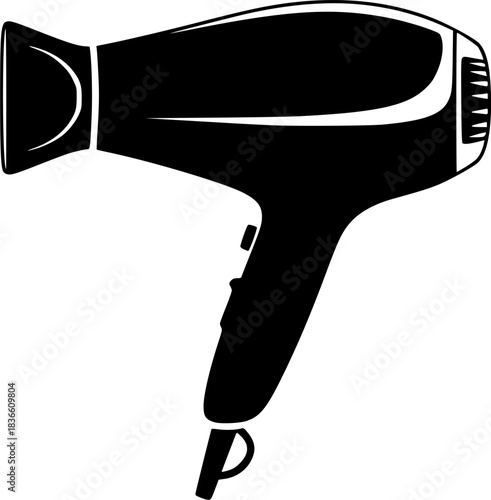 Hair dryer silhouette, Blow dryer silhouette, Blow dryer, Barber tools, Hair blower, Hair dryer, Hair dryer vector illustration