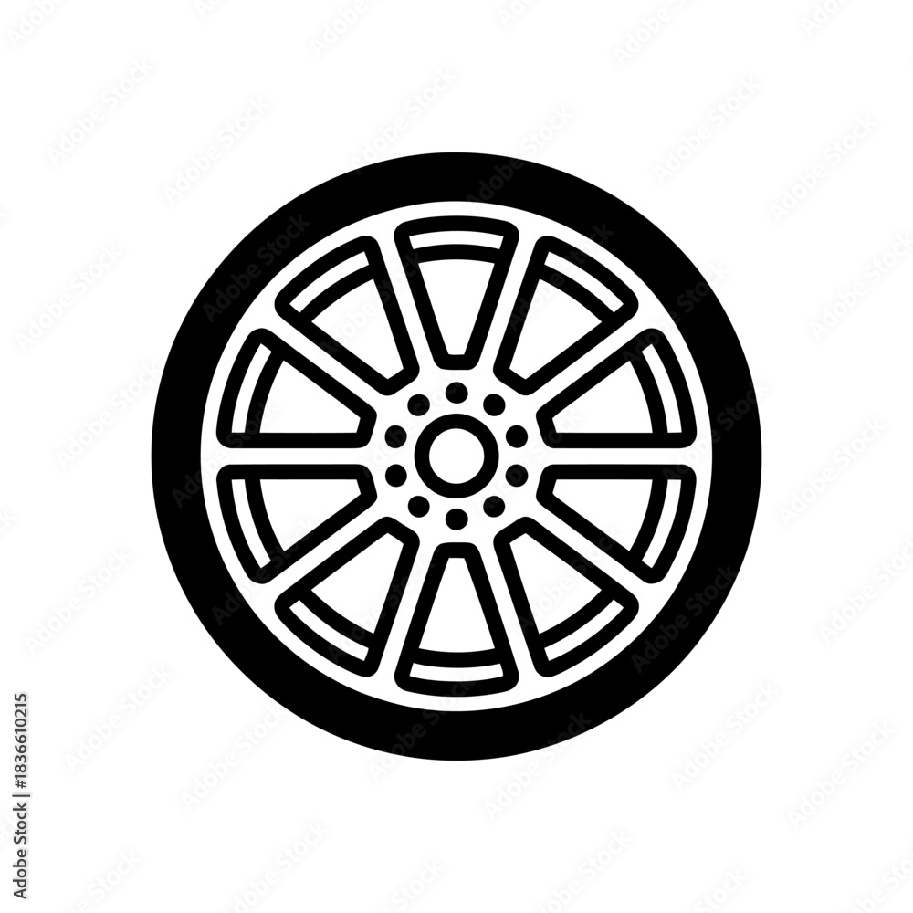Obraz premium Wheel hub icon on White Background Vector Art Illustration on white background.