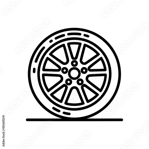 Wheel hub icon on White Background Vector Art Illustration on white background.