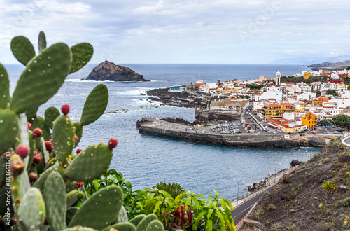 Garachico, Tenerife. Beautiful aerial view of the Garachico town, Tenerife, Canary Islands, Spain
