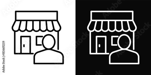 Sales Representative  Icon Set White And Black Background Style