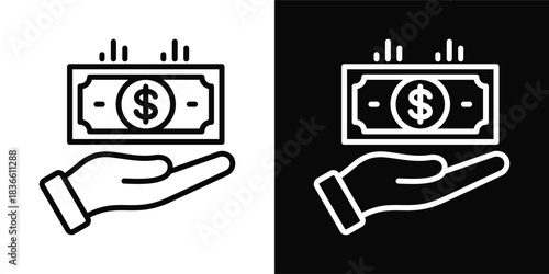 Revenue  Icon Set White And Black Background Style