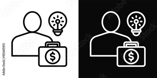 Entrepreneur  Icon Set White And Black Background Style