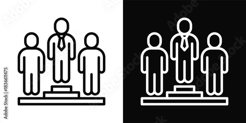 Leadership  Icon Set White And Black Background Style