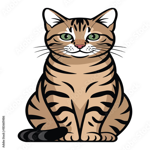 Cute tabby cat sitting and looking forward