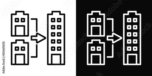 Merger  Icon Set White And Black Background Style
