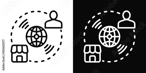 E Commerce  Icon Set White And Black Background Style