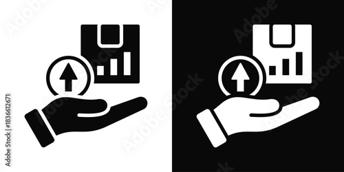 Sales Growth  Icon Set White And Black Background Style