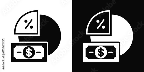 Profit Margin  Icon Set White And Black Background Style