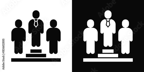 Leadership  Icon Set White And Black Background Style