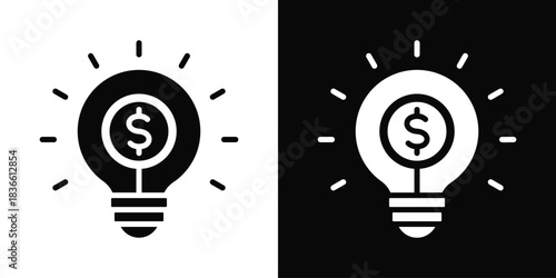 Business Innovation  Icon Set White And Black Background Style