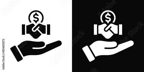 Business Partnership  Icon Set White And Black Background Style