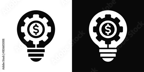 Business Strategy  Icon Set White And Black Background Style