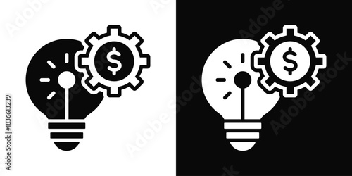 Business Inovation  Icon Set White And Black Background Style