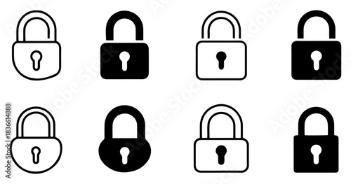 lock security padlock icon set