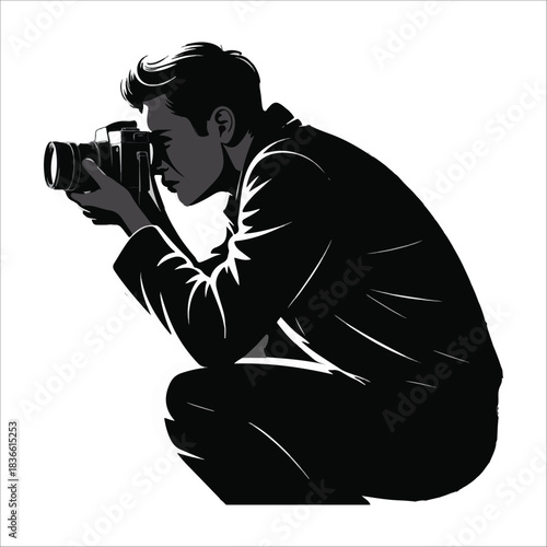 Photographer capturing a moment silhouette vector illustration