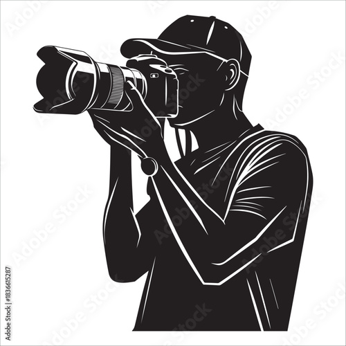Photographer capturing a moment silhouette vector