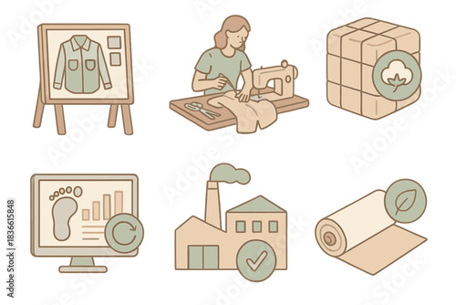 Woman is sewing a shirt