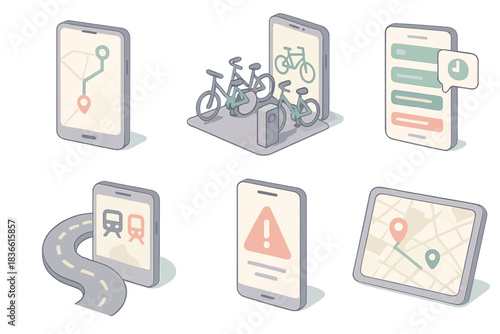 Set of six icons for a phone or tablet