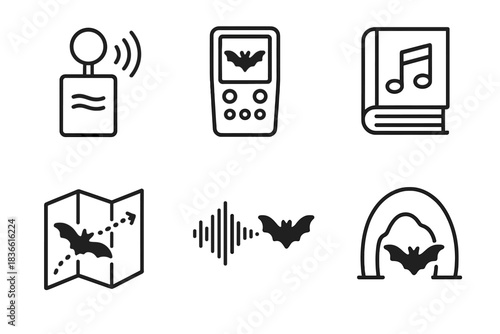 Series of icons for various electronic devices and a book