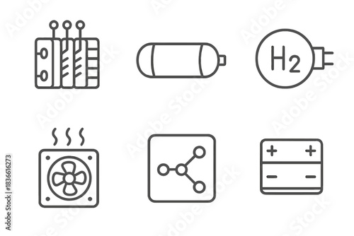 Series of icons for various electronic devices and appliances