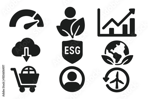 Set of icons for different concepts related to sustainability