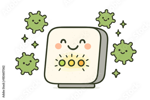 Cartoonish drawing of a light switch with a green light on it