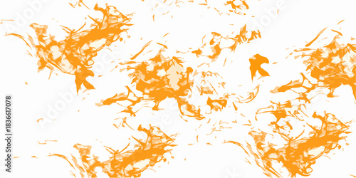 Abstract orange ink splatter texture on white background. Artistic fluid pattern for modern design, creative decoration, digital artwork, and vibrant graphic compositions