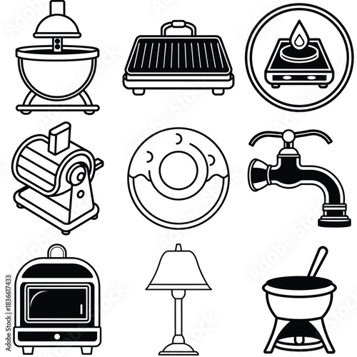 Vintage food chopper kitchen appliance illustration