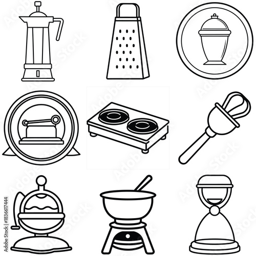 Vintage milk frother kitchen appliance illustration