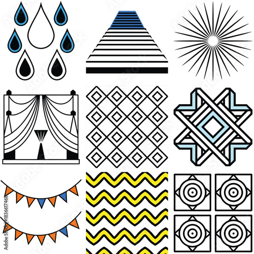 Abstract geometric background with cascading duo tone shapes and vibrant colors