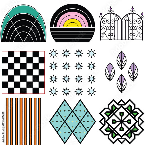 Abstract duo tone overlapping semicircle background design