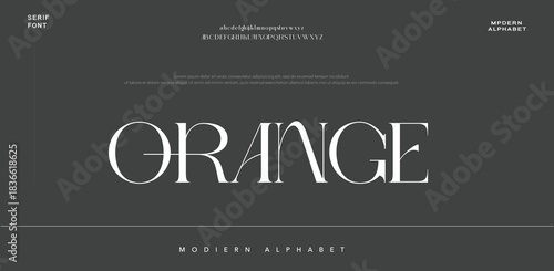 Orange Minimal modern logo alphabet fonts. Typography minimalist urban sana serif digital fashion future creative logos fonts. vector illustration